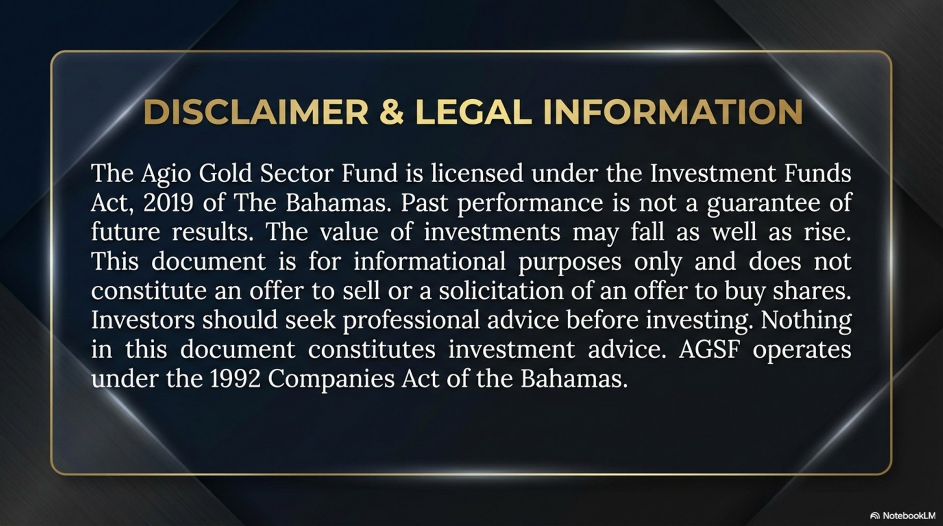 Disclaimer & Legal Information